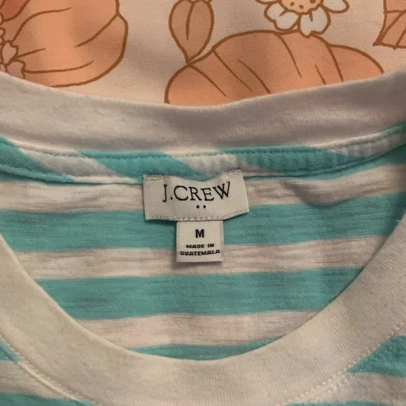 J. Crew Aqua and White Striped Short Sleeve Tee size medium euc - Picture 3 of 6